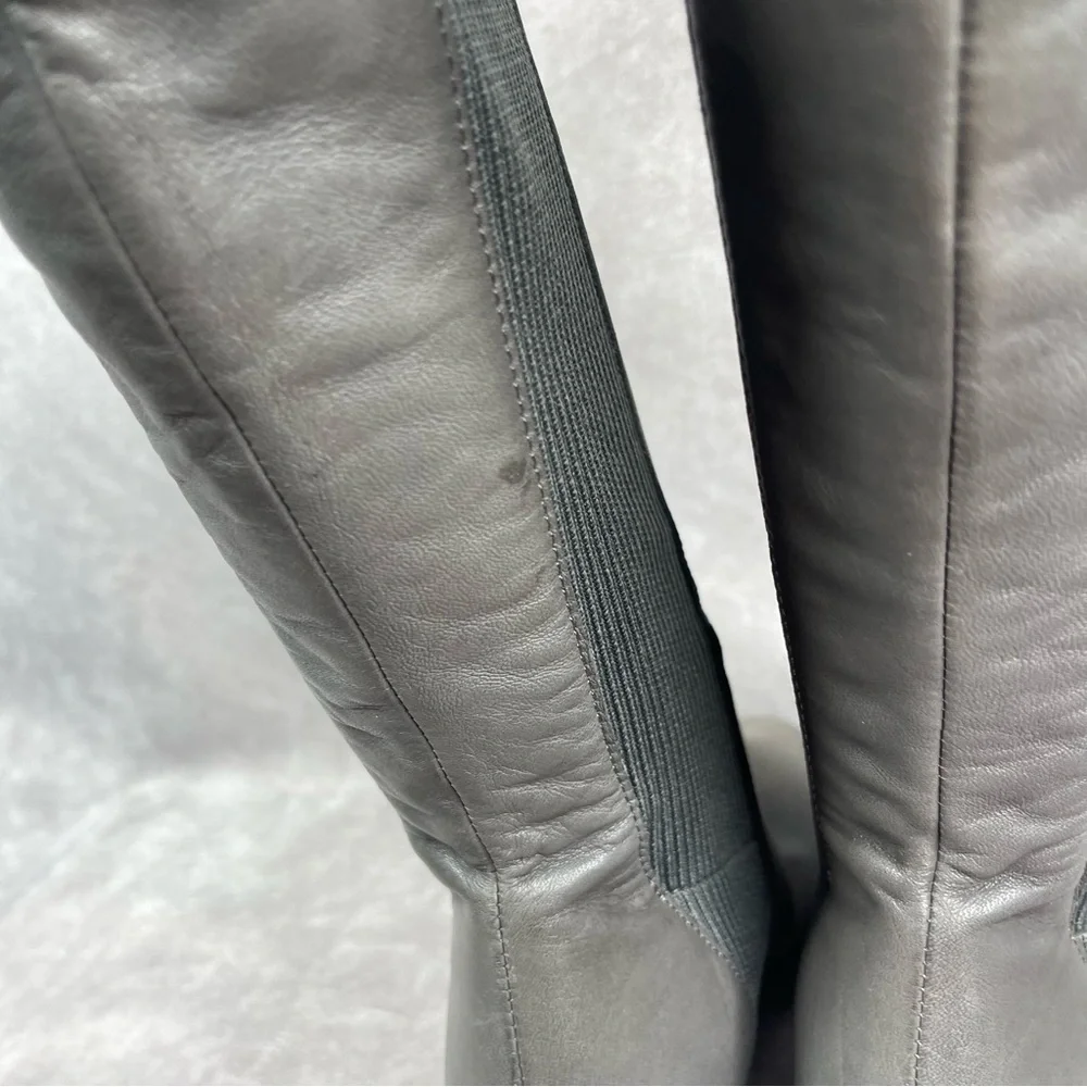 Eileen Fisher Destry Leather Knee Boots‎ In Graphite Gray Women's Size 5